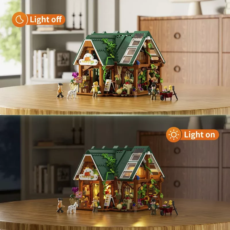Kit de construção Funwhole Lumibricks Farm Store (2688 peças) com iluminação LED