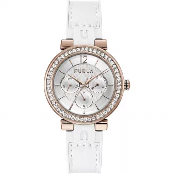 FURLA Arco Chain relógio de senhora de quartzo 38mm aço inoxidável prateado bracelete de malha milanesa WW00011003L3