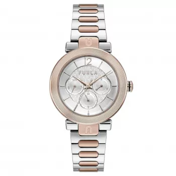 Relógio FURLA Arco Chain quartzo mulher 38mm bracelete de aço inoxidável mesh tom ouro rosa