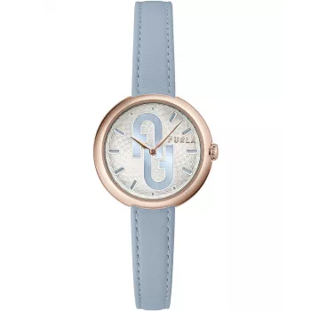 FURLA Giada relógio de senhora analógico de quartzo 32mm mostrador prateado bracelete de pele rosa WW00005005L3