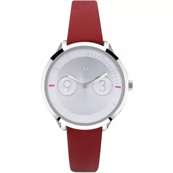 FURLA Giada relógio de senhora analógico de quartzo R4251102507 31mm mostrador prateado bracelete de pele preta