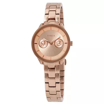 Relógio de quartzo FURLA Giada mulher R4253102518 31mm caixa em aço inoxidável rosé PVD bracelete de pele rosa mostrador prateado