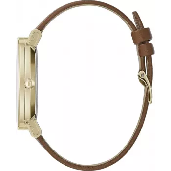 Relógio de quartzo de mulher FURLA Giada WW00003002L2 38mm com mostrador prateado e bracelete de pele azul