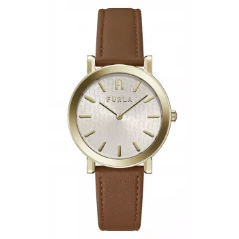 Relógio de quartzo de mulher FURLA Giada WW00003002L2 38mm com mostrador prateado e bracelete de pele azul