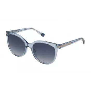 Óculos de sol de mulher FURLA SFU337-5497DY, armação de acetato Havana castanho, lentes castanhas degradê, 54 mm