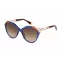 FURLA SFU683-5506NA Óculos de sol borboleta olho de gato para mulher Havana Tartaruga Armação em acetato Lentes castanhas degradê 55mm
