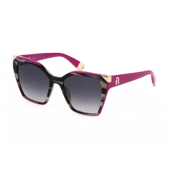 Óculos de sol de mulher Furla SFU686V5405GZ cat eye Havana castanho degradê 54mm