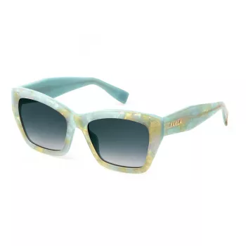 Óculos de sol de mulher FURLA SFU778-5509E6 - armação de acetato castanha com lentes castanhas degradê - 55/18/140 mm