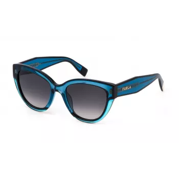 FURLA SFU779V5306N1 óculos de sol para mulher Havana armação em acetato lentes de policarbonato castanhas 53mm