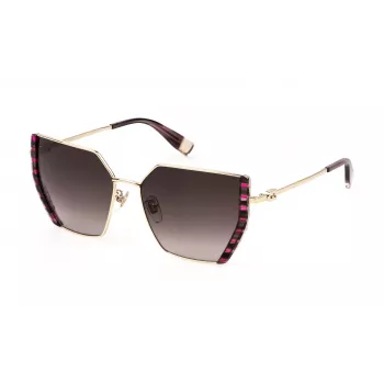 Óculos de sol de mulher FURLA SFU786V570AHL, armação em acetato havana castanho, lentes castanhas degradê, 57/14/140 mm