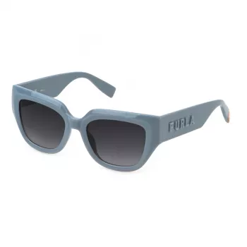 Óculos de sol FURLA SFU809V5304GT para mulher retangulares Havana castanho degradê 53mm