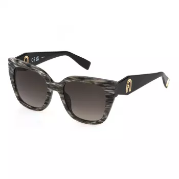 Óculos de sol de mulher Furla SFU812-5306BZ armação castanho Havana lentes castanhas degradê 53 mm