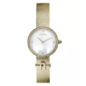 Relógio de pulso FURLA de mulher Arco Chain WW00022001L2 32mm aço inoxidável prateado mostrador sunray