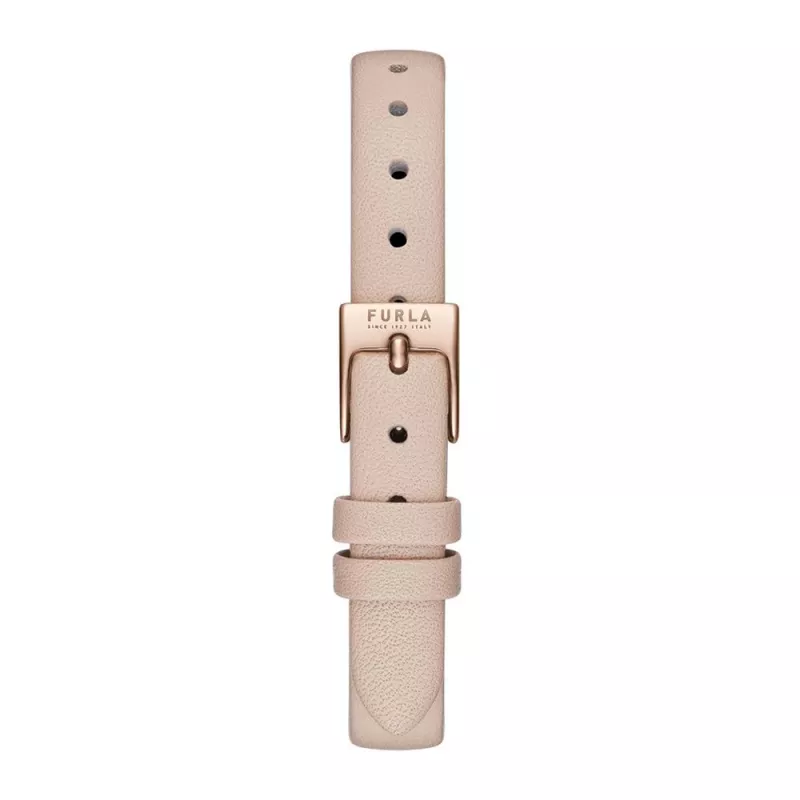 Relógio de mulher FURLA WW00018008L3 38mm aço inoxidável quartzo analógico mostrador prateado bracelete de pele preta