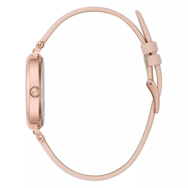 Relógio de mulher FURLA WW00018008L3 38mm aço inoxidável quartzo analógico mostrador prateado bracelete de pele preta