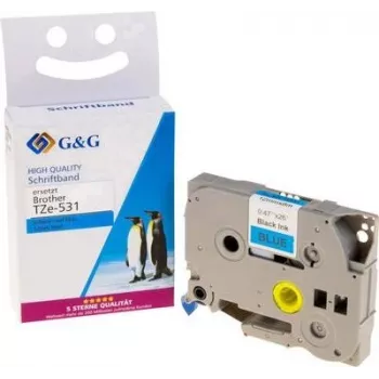 Fita de rotulagem compatível G&G 14956 Brother TZe-531, azul, 12 mm, 8 m, texto preto