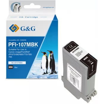 G&G Cartucho de tinta compatível com Canon PFI-107MBK (6704B001), preto mate