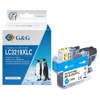 G&G Cartucho de tinta compatível para Brother LC-3219C ciano (13992) – 1500 páginas de rendimento
