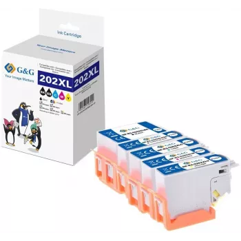 Conjunto de tinteiros compatíveis G&G pack de 5 para Epson 202XL preto/ciano/magenta/amarelo/preto fotográfico (15180)