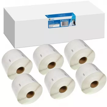 Rolos de etiquetas compatíveis G&G 32x57 mm preto sobre branco, 6 rolos x 1000 etiquetas, para Dymo 11354/S0722540