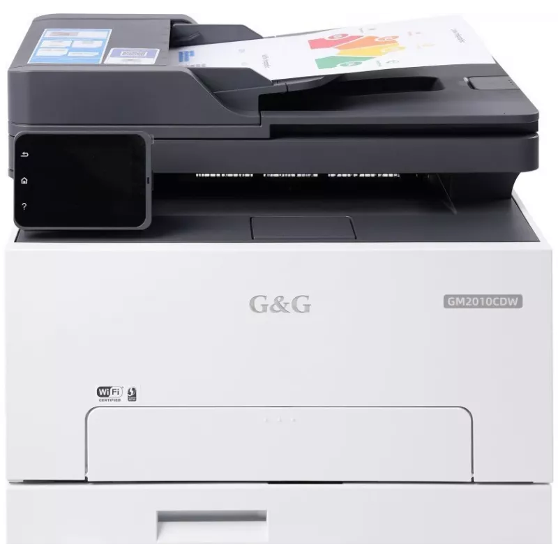 Impressora multifunções laser a cores G&G GM2010CDW 3 em 1, 20 ppm, duplex, Wi-Fi, ecrã tátil