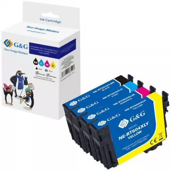 G&G Multipack de tinteiros compatíveis com Epson 604XL (4 x XL, preto/ciano/magenta/amarelo, 20547)