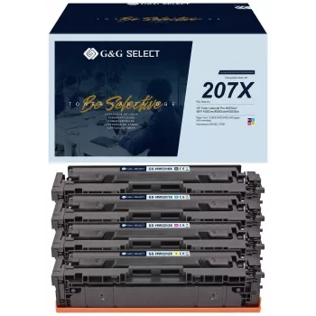 G&G Select XL Toner 4-Pack para HP 207X (Preto, Ciano, Magenta, Amarelo) - Compatível, Alto rendimento