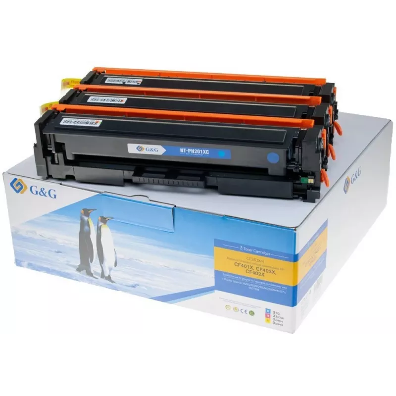 G&G Toner Multipack Color Compatível HP 201X/CF253XM Ciano, Magenta, Amarelo