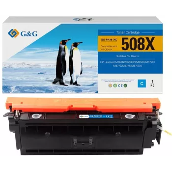Cartucho de toner compatível G&G XL para HP CF361X/508X – Ciano (Alto rendimento, 9500 páginas)