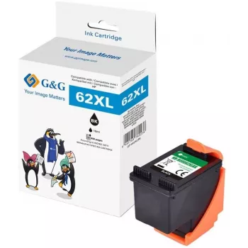 G&G XL cartucho de tinta compatível de alto rendimento para HP 62XL (C2P05AN) preto (18835)