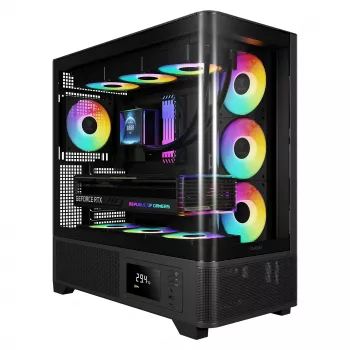 Gamdias Atlas P2 caixa GAMING Mid-Tower ARGB em vidro temperado, preto, 4 ventoinhas ARGB 120mm