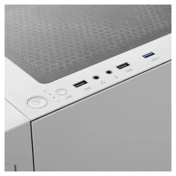 Caixa gaming midi-tower GAMDIAS Talos E3 MESH, branca, vidro temperado, 4 ventoinhas ARGB de 120mm, ATX/Micro-ATX/Mini-ITX, painel frontal em mesh