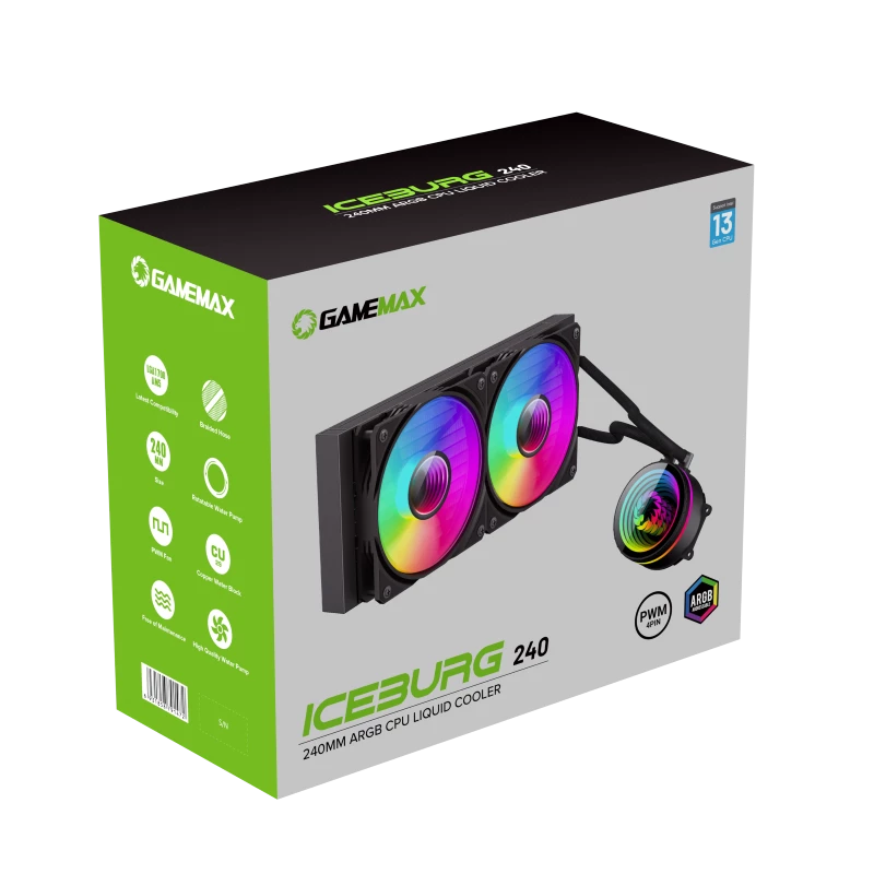 Arrefecedor líquido de CPU GAMEMAX ICEBURG 240 INFINITY, Preto