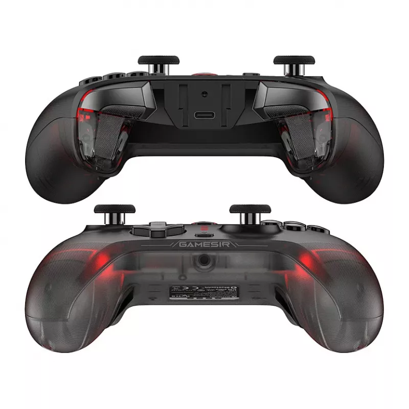 Comando de jogos sem fios GameSir Cyclone 2 Tri-Mode com sticks e gatilhos de efeito Hall, iluminação RGB, botões traseiros programáveis, giroscópio de 6 eixos, bateria de 20h - preto