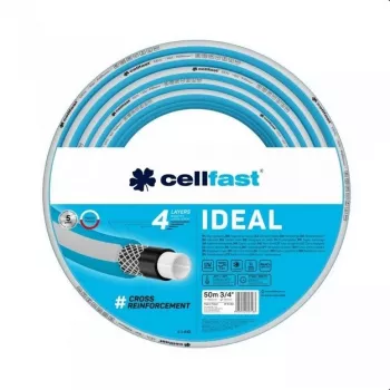 Mangueira de jardim - Cellfast IDEAL (10-262) - 20m, 1/2 polegadas, PVC 3 camadas, verde transparente com faixa amarela