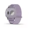 Garmin Approach J1 caixa em alumínio prateado com bracelete em tecido ComfortFit lilás