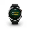 Garmin Approach S44 com luneta de alumínio prateada e pulseira de silicone preta
