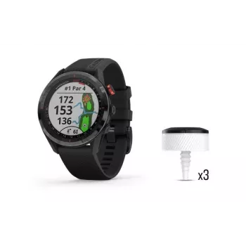 Smartwatch de golfe Garmin Approach S62 com 3 sensores de rastreio de tacos CT10, preto