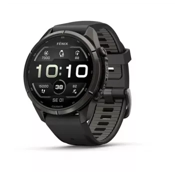 Garmin fēnix 9 Pro – inReach, 43mm, Carbon Gray DLC Titanium com bracelete de silicone Black/Pebble Grey