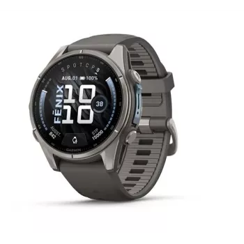 Garmin Fenix 9 – 43mm, Titânio com Bracelete de Silicone Pebble Grey