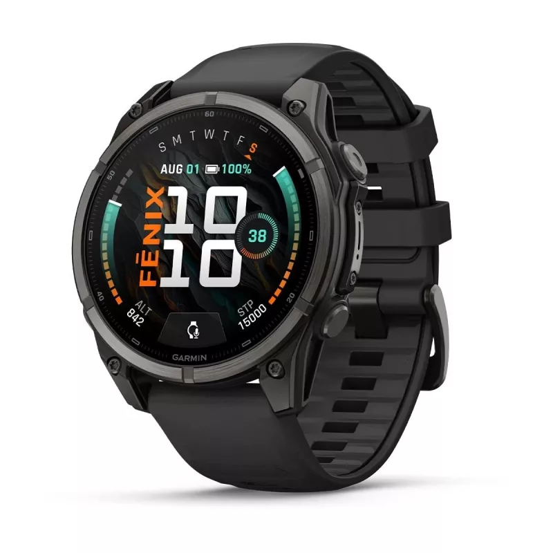 Garmin fenix 9 – 47mm, titânio Carbon Grey DLC com bracelete de silicone preta