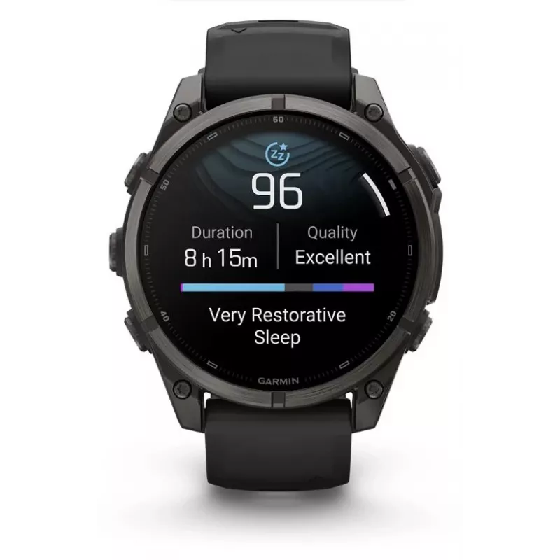 Garmin fenix 9 – 47mm, titânio Carbon Grey DLC com bracelete de silicone preta