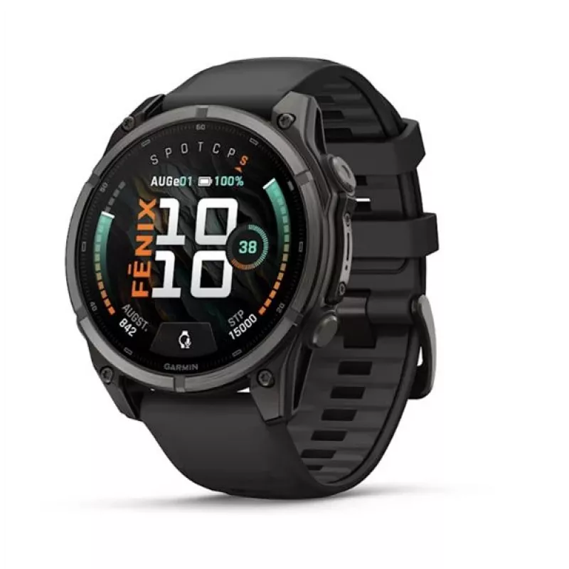 Garmin fenix 9 – 47mm, titânio Carbon Grey DLC com bracelete de silicone preta