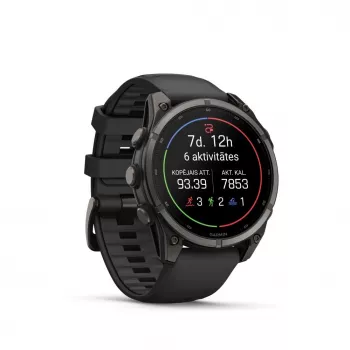 Garmin fenix 9 – 47mm, titânio Carbon Grey DLC com bracelete de silicone preta