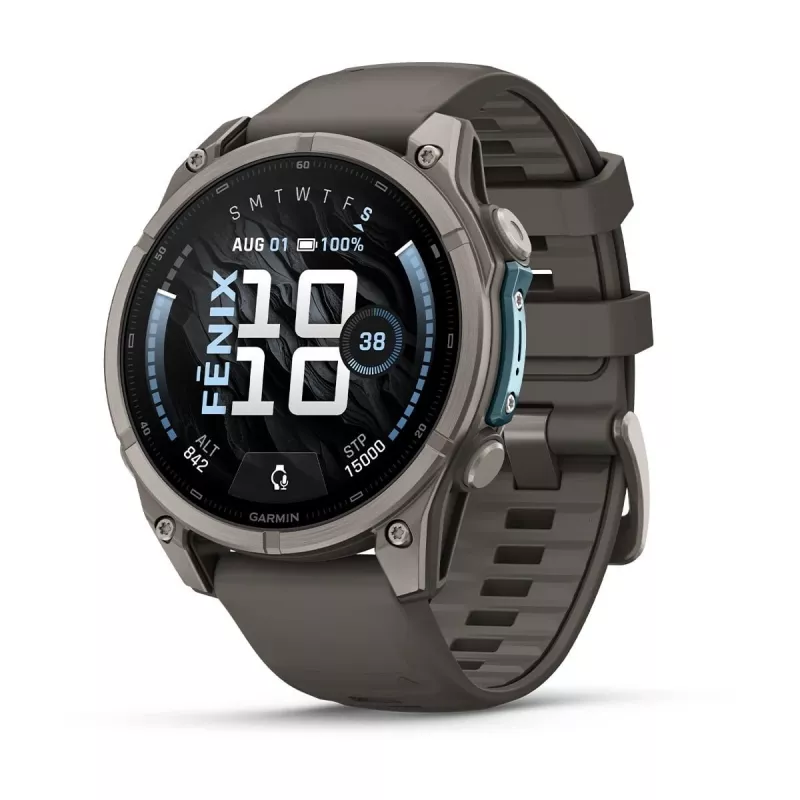 Garmin Fenix 9 – 47mm titânio com bracelete de silicone Pebble Grey