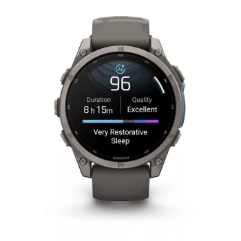 Garmin Fenix 9 – 47mm titânio com bracelete de silicone Pebble Grey