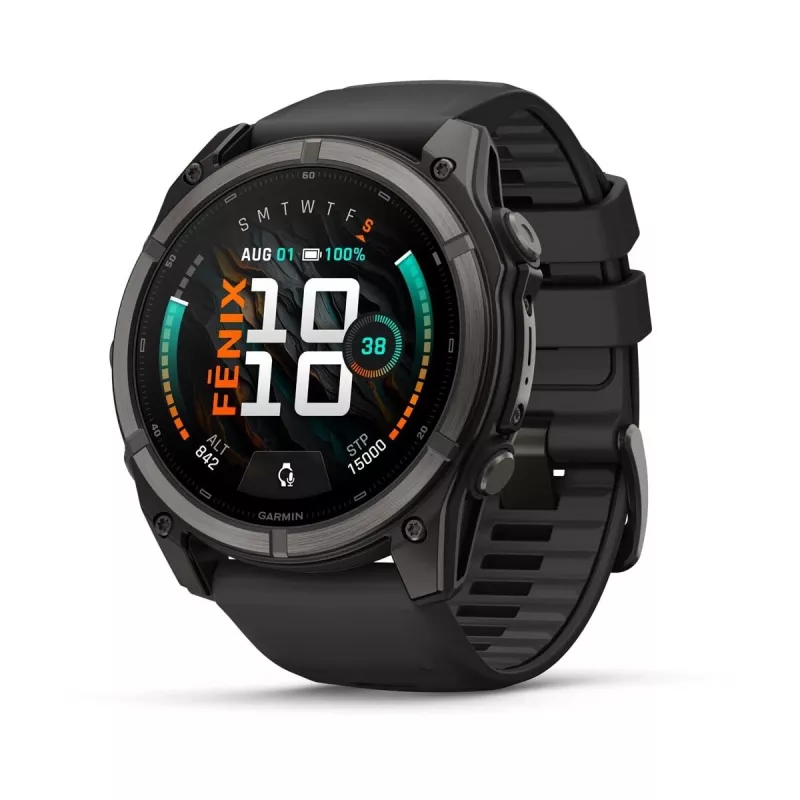 Garmin fenix 9 – 51 mm, Carbon Grey DLC Titanium com bracelete de silicone preta 010-04763-11