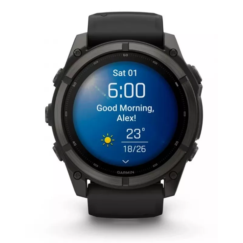 Garmin fenix 9 – 51 mm, Carbon Grey DLC Titanium com bracelete de silicone preta 010-04763-11