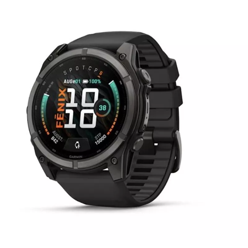 Garmin fenix 9 – 51 mm, Carbon Grey DLC Titanium com bracelete de silicone preta 010-04763-11