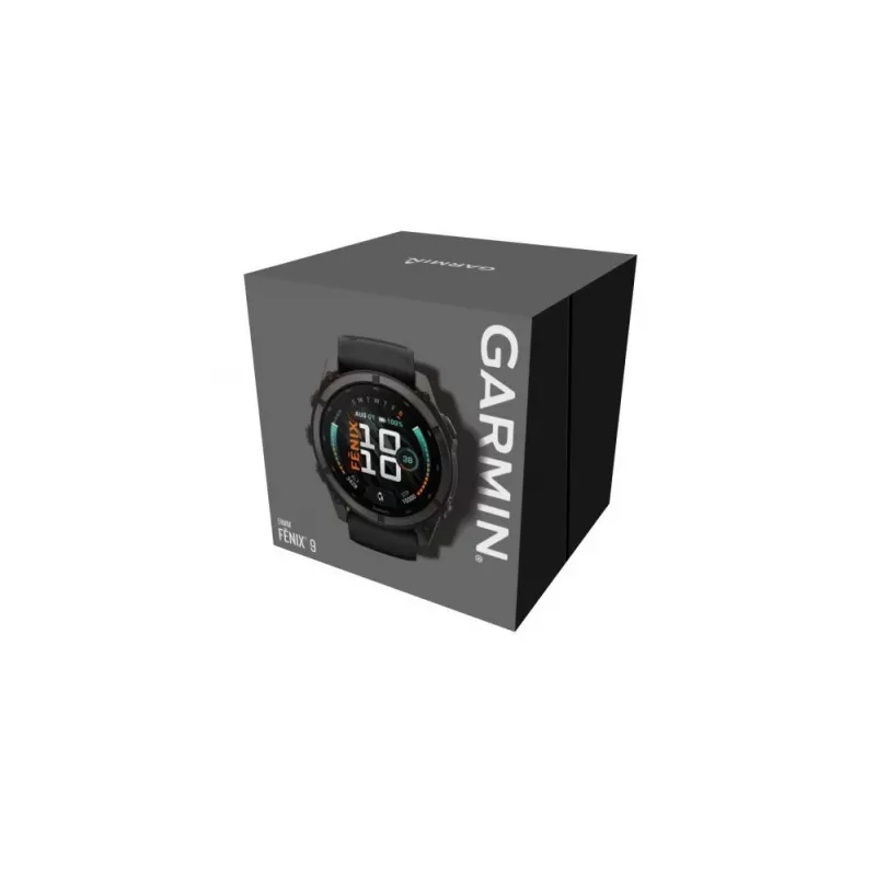 Garmin fenix 9 – 51 mm, Carbon Grey DLC Titanium com bracelete de silicone preta 010-04763-11